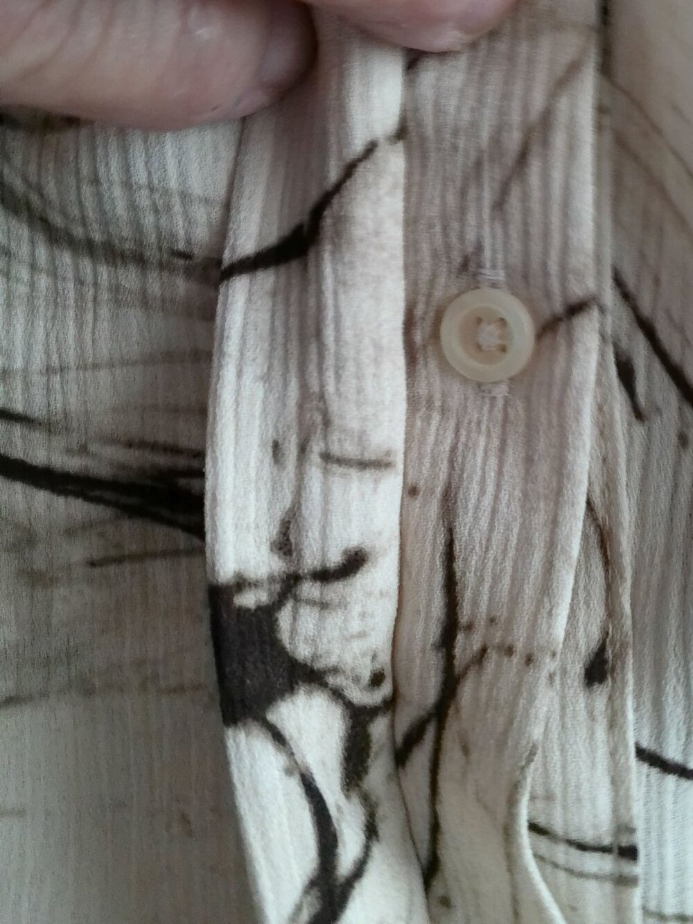 MADISON GREY Slveless Collared Hidden Button-Up Cream w/Brown Marble Blouse XXL - Picture 5 of 9